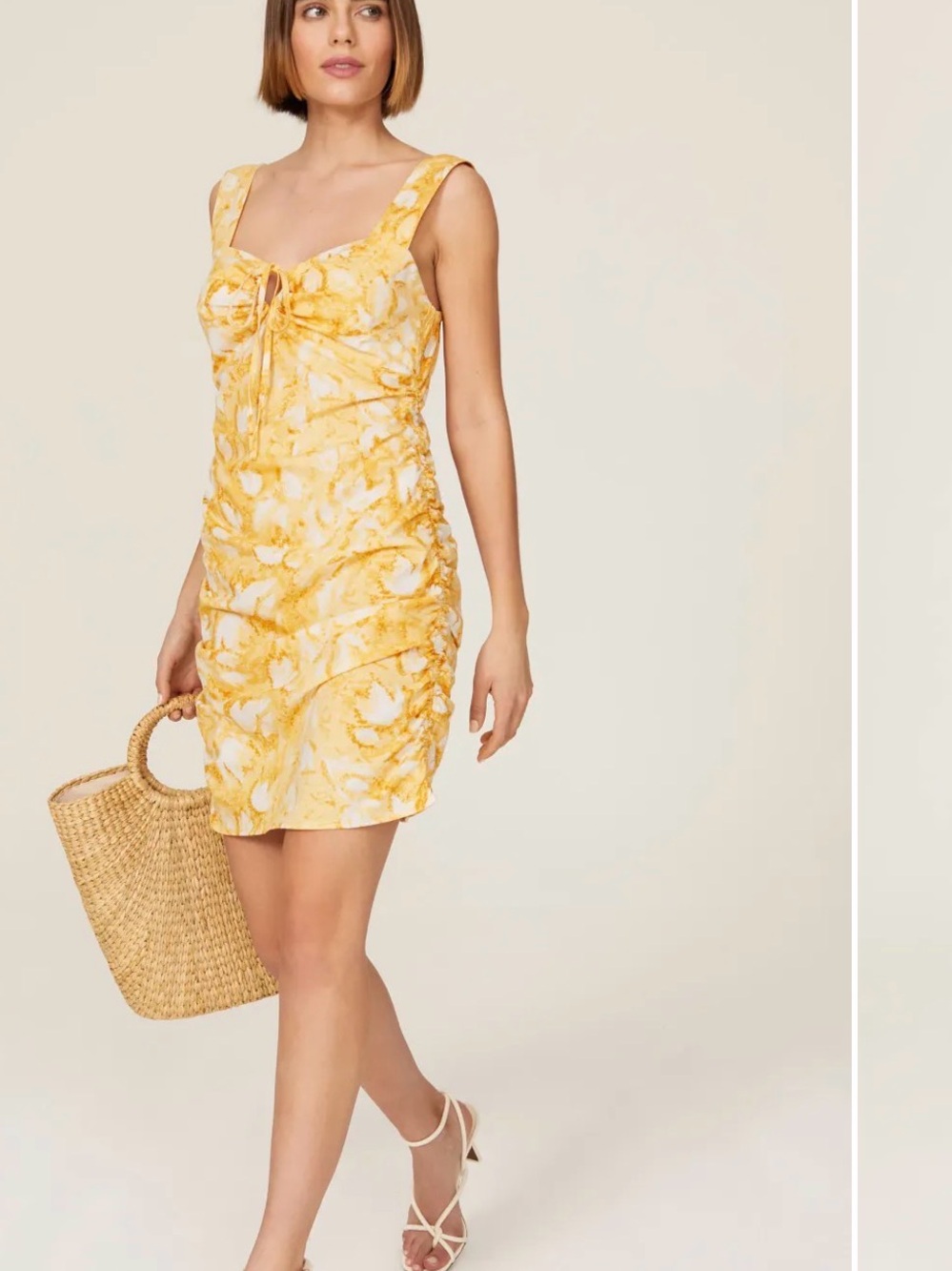 Louna Floral Sleeveless Dress Women's S Yellow Gold Feminine Dress